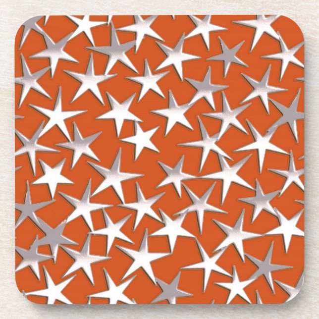 Silver stars on copper drink coaster (Front)