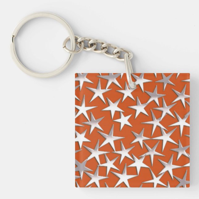 Silver stars on copper keychain (Front)