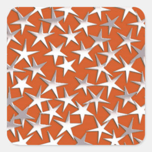 Silver stars on copper square sticker