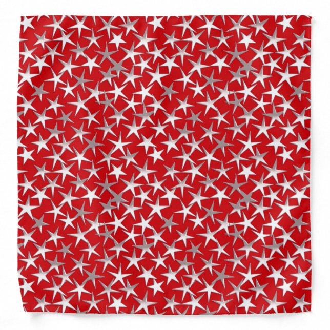 Silver stars on dark red bandana (Front)