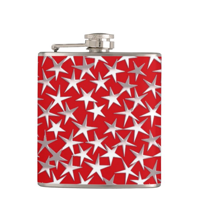 Silver stars on dark red flask (Front)