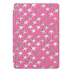 Silver stars on fuchsia pink iPad mini case