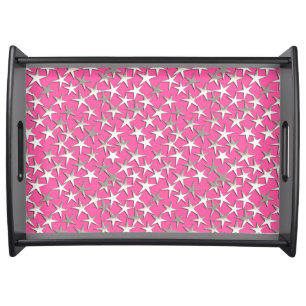 Silver stars on fuchsia pink serving tray