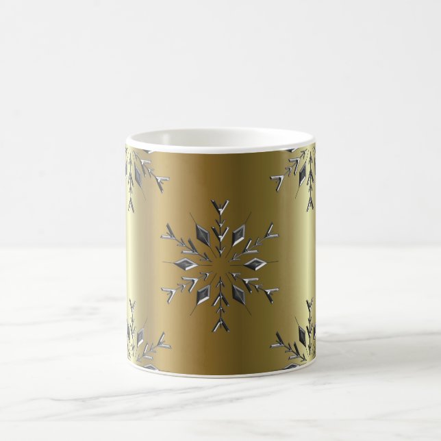 Silver Stars On Gold Christmas Coffee Mug (Center)