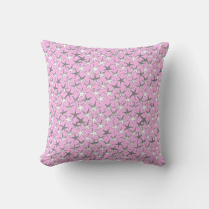 Silver stars, on orchid pink throw pillow