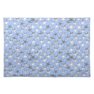 Silver stars, on pale blue placemat