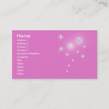 Silver Stars On Pink Business Card by xfinity7 at Zazzle