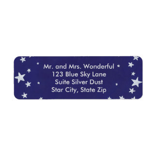 Silver Stars on Royal Blue Address Labels