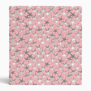Silver stars, on shell pink 3 ring binder