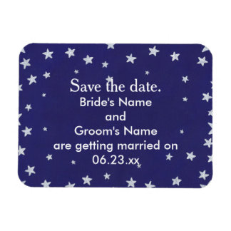 Silver Stars Royal Navy Blue Save the date Magnets