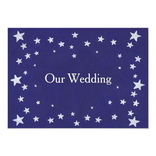 Silver Stars Royal Navy Blue Wedding Invitations Zazzle Com