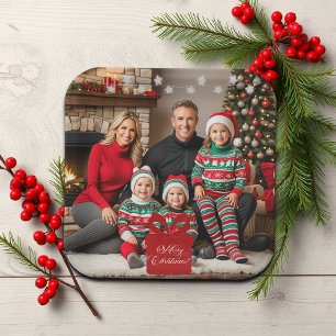 Silver Stars Special Christmas Family Photo Paper Plates