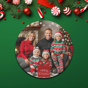 Silver Stars Special Christmas Family Photo Paper Plates
