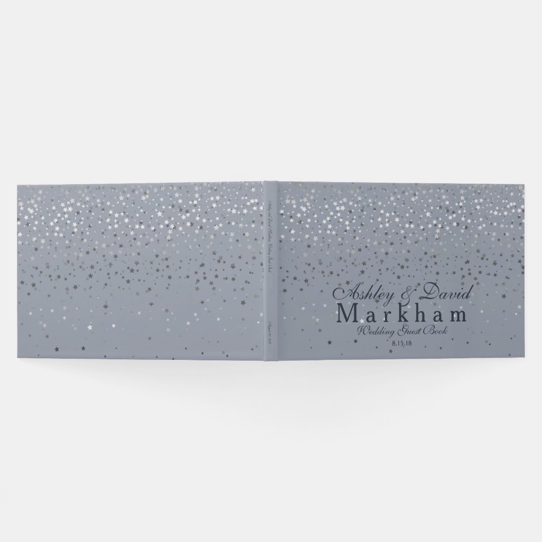 Silver Stars Wedding Guest BookDusty Blue Guest Book Zazzle
