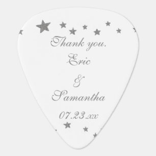 Silver Stars Wedding Thank you Guitar Picks Favors