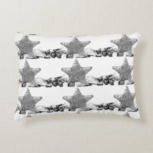 SILVER "STARS" WITH "SILVER" BACK CHRISTMAS ACCENT PILLOW