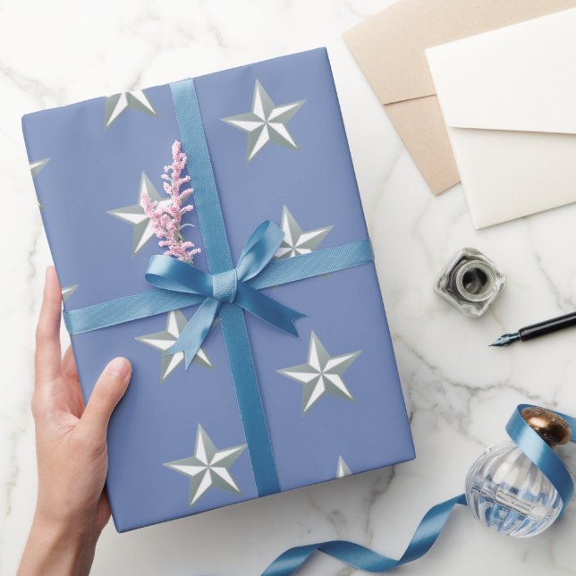 Silver Stars Wrapping Paper (Gifting)