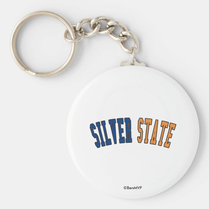 Silver State in State Flag Colors Keychain