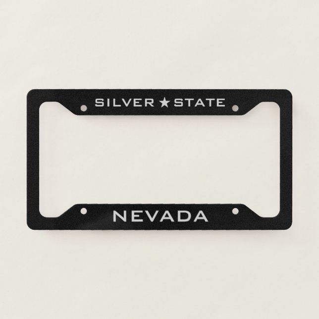 Silver State Nevada with Silver Star License Plate Frame (Front)