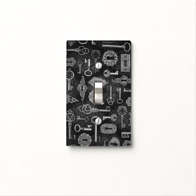 Silver Steampunk Keys & Key Holes Switch Cover (In Situ)