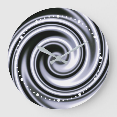 Silver Steel Blue Soft Focus Spiral Swirl Illusion Large Clock