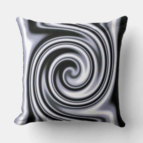 Silver Steel Blue Soft Focus Spiral Tribal Style Throw Pillow