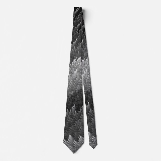 Silver Steel Grey Feather Pattern Tie (Front)
