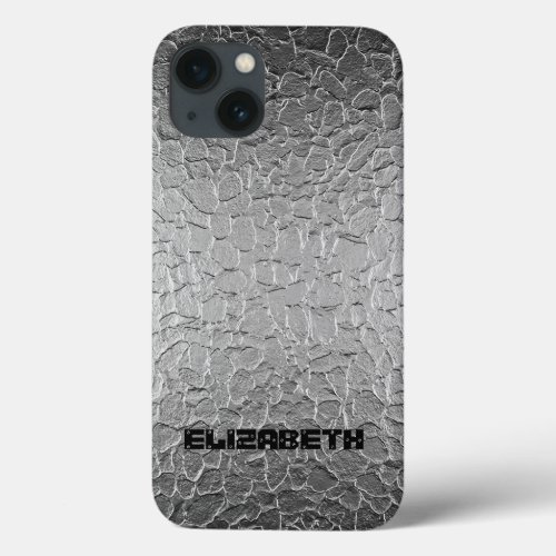 Silver Steel Metal iPhone 13 Case