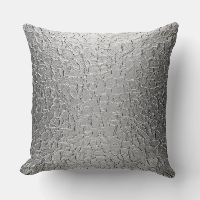 Silver Steel Metal Throw Pillow (Front)