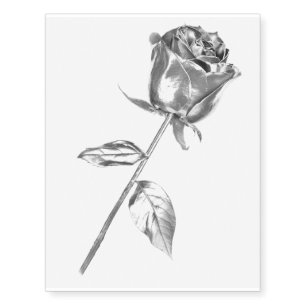Silver Stem Rose Temporary Tattoos