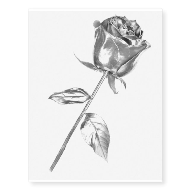 Silver Stem Rose Temporary Tattoos (Front)