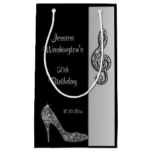 Silver Stiletto & Treble Cleft 50th Birthday Small Gift Bag