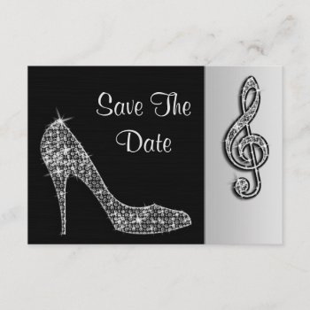 Silver Stiletto & Treble Cleft 60th Save The Date by Sarah_Designs at Zazzle
