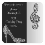 Silver Stiletto & Treble Cleft Birthday Thank You Square Sticker