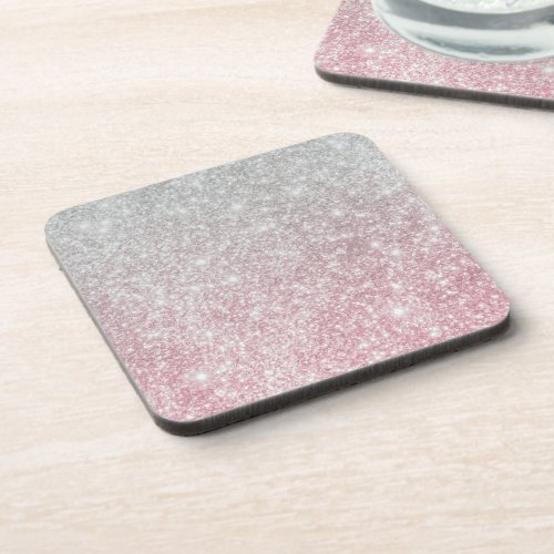 Silver Stone Gary Gold Marble Purple Glitter Beverage Coaster