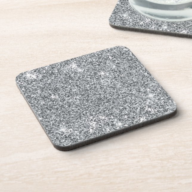Silver Stone Gary Gold Marble Purple Glitter Beverage Coaster (Left Side)