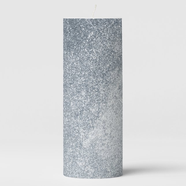 Silver Stone Gary Gold Marble Purple Glitter Pillar Candle (Front)