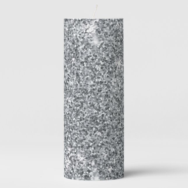 Silver Stone Gary Gold Marble Purple Glitter Pillar Candle (Front)
