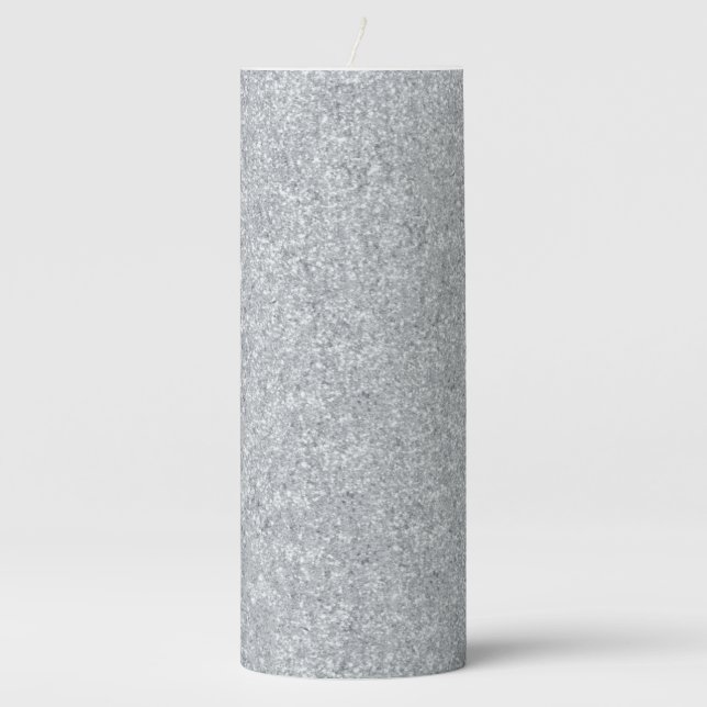 Silver Stone Gary Gold Marble Purple Glitter Pillar Candle (Front)