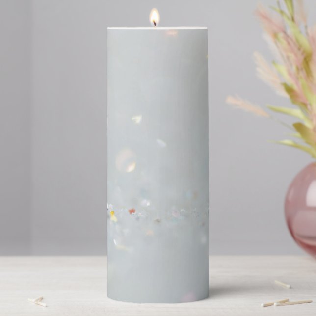 Silver Stone Gary Gold Marble Purple Glitter Pillar Candle (In Situ)