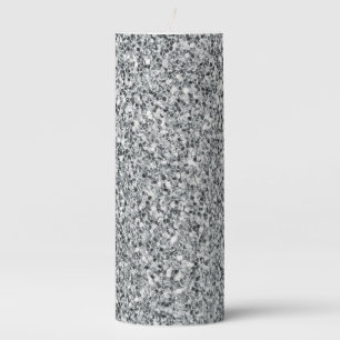 Silver Stone Gary Gold Marble Purple Glitter Pillar Candle