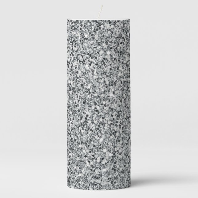 Silver Stone Gary Gold Marble Purple Glitter Pillar Candle (Front)