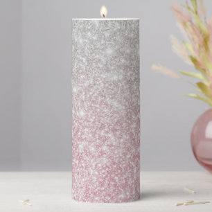 Silver Stone Gary Gold Marble Purple Glitter Pillar Candle