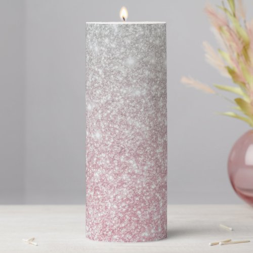 Silver Stone Gary Gold Marble Purple Glitter Pillar Candle