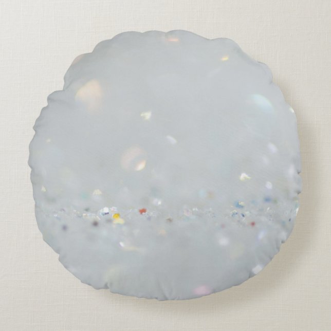 Silver Stone Gary Gold Marble Purple Glitter Round Pillow (Front)