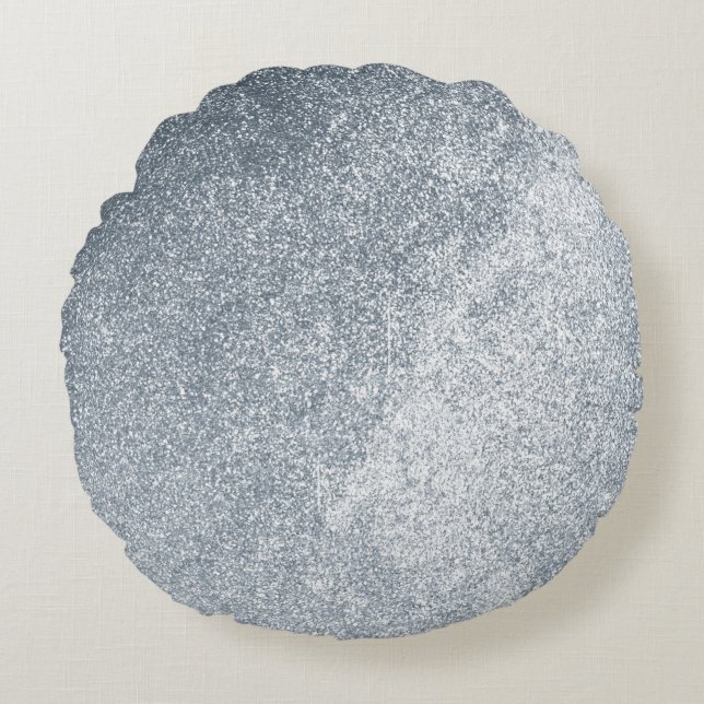 Silver Stone Gary Gold Marble Purple Glitter Round Pillow (Front)