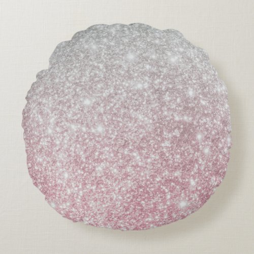 Silver Stone Gary Gold Marble Purple Glitter Round Pillow