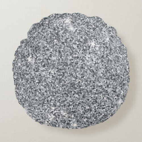 Silver Stone Gary Gold Marble Purple Glitter Round Pillow