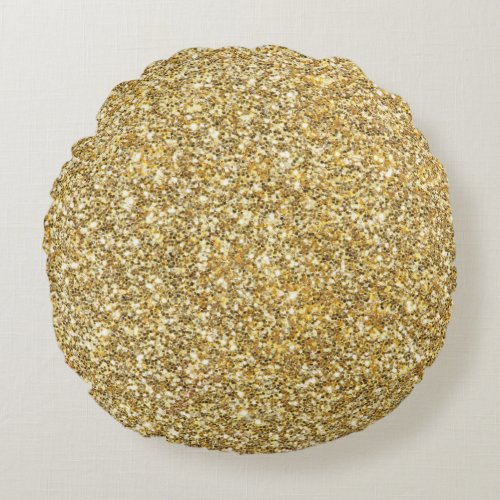 Silver Stone Gary Gold Marble Purple Glitter Round Pillow