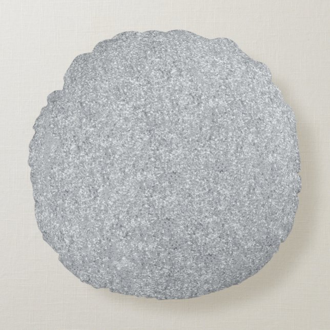 Silver Stone Gary Gold Marble Purple Glitter Round Pillow (Front)